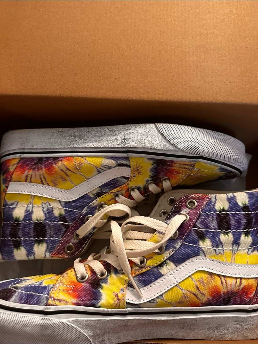 Vans Women’s Tie-Dye High-Top Sneakers - Yellow, Blue, Purple